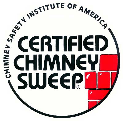 Certified Chimney Sweep written in black letters with red bricks in the bottom right