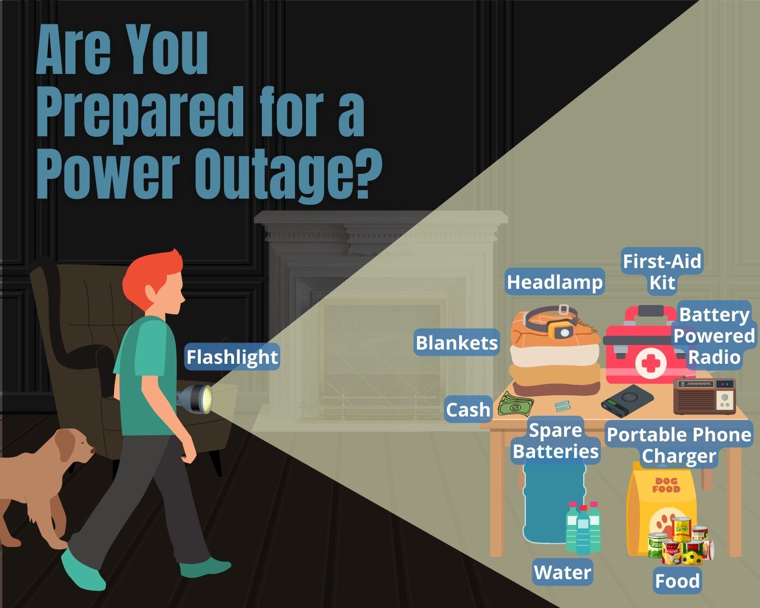original infographic on things to have for a power outage