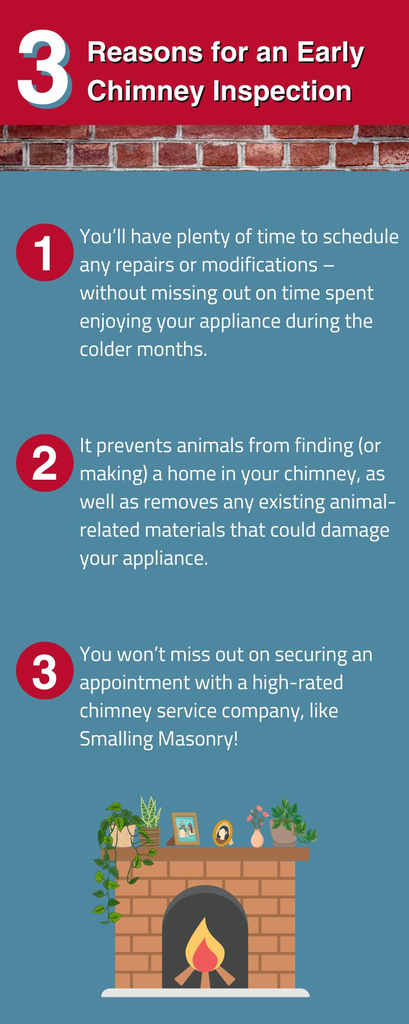 original infographic stating why spring is the best time to schedule your chimney inspection